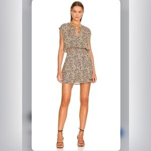 Revolve Rails Angelina Mini Dress in Tan Abstract Texture linen animal print Sm